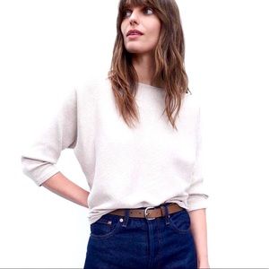 R Label/The Reset White Ribbed Pullover EUC
